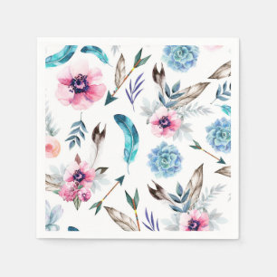Bohemian Chic Floral Boho Girls Birthday Party Napkin