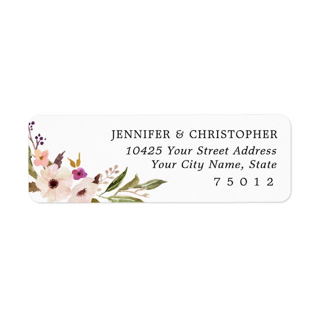 Bohemian Chic Floral Return Address Labels (Front)