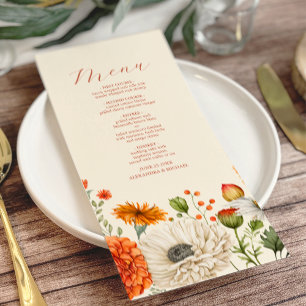 Bohemian Chic Floral Terracotta Wedding Menu