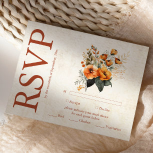 Bohemian Chic Floral Terracotta Wedding RSVP Card