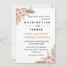 Bohemian Chic Floral Wedding Invitation Card