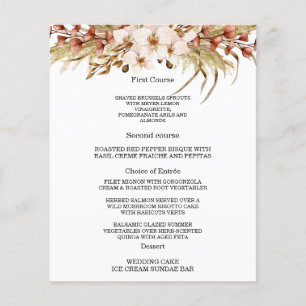 Bohemian Chic Floral Wedding Menu Cards