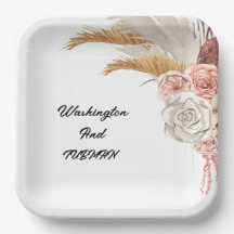 Bohemian Chic Floral Wedding Paper Plates