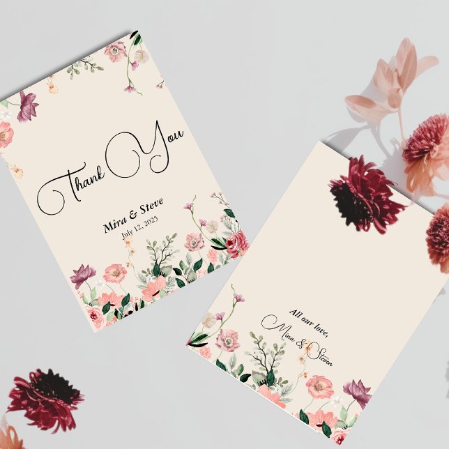 bohemian chic floral wedding thank you card (Creator Uploaded)