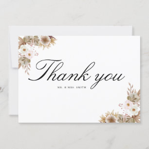 Bohemian Chic floral Wedding Thank You Card