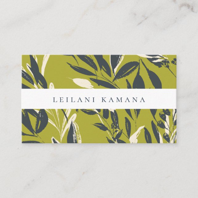 Bohemian Chic Foliage Pattern Business Card (Front)