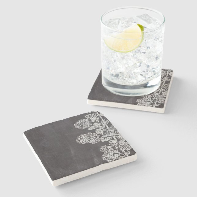 Bohemian Chic french country chalkboard botanical Stone Coaster (Side)