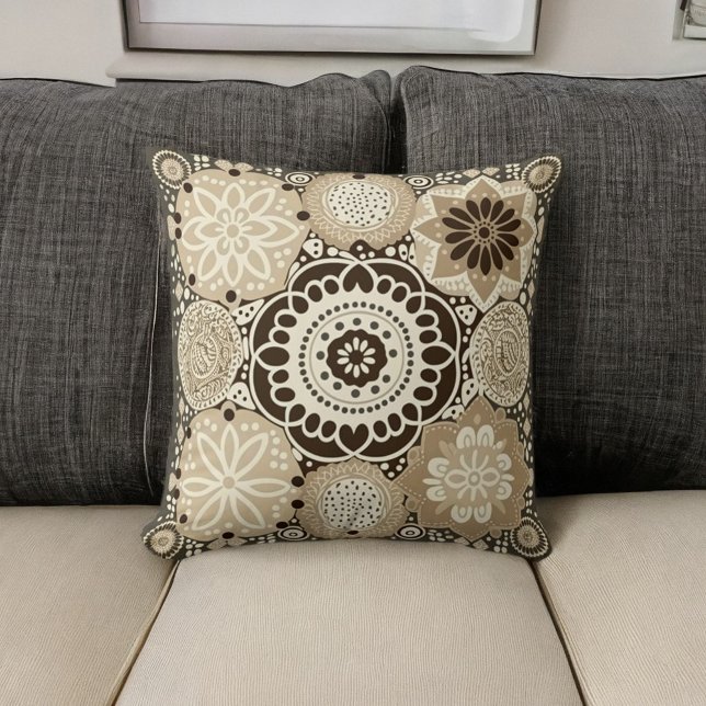 Bohemian Chic Neutral Colours Throw Pillow (Creator Uploaded)