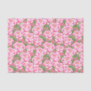 Bohemian Chic Pink Peonies Pattern Tissue Paper