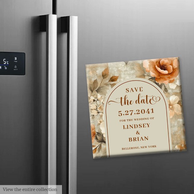 Bohemian Chic Terra Cotta Beige Sage Save the Date Magnet (Bohemian Chic Terra Cotta Beige Sage Save the Date)