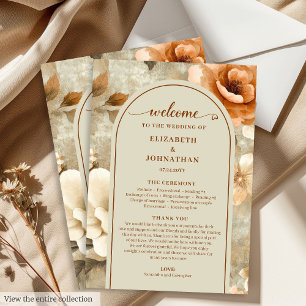 Bohemian Chic Terra Cotta Beige Sage Wedding Day Program