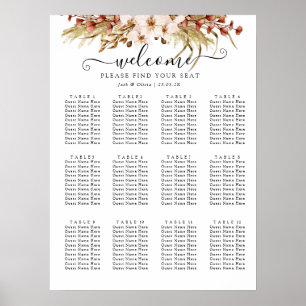 Bohemian Chic Terra Cotta floral Wedding  Poster