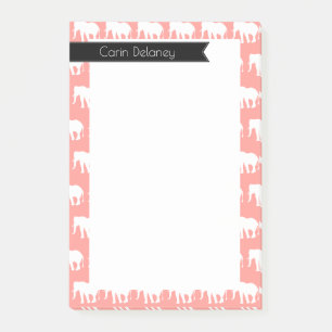 Bohemian Chic White Elephants   Personalised Post-it Notes