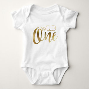 Bohemian Chic Wild One   Tribal Gold Foil Baby Bodysuit