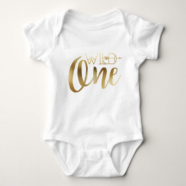 Bohemian Chic Wild One | Tribal Gold Foil Baby Bodysuit (Front)