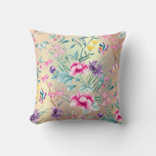 Bohemian Chinoiserie Rose Gold Tiffany Butterfly Cushion