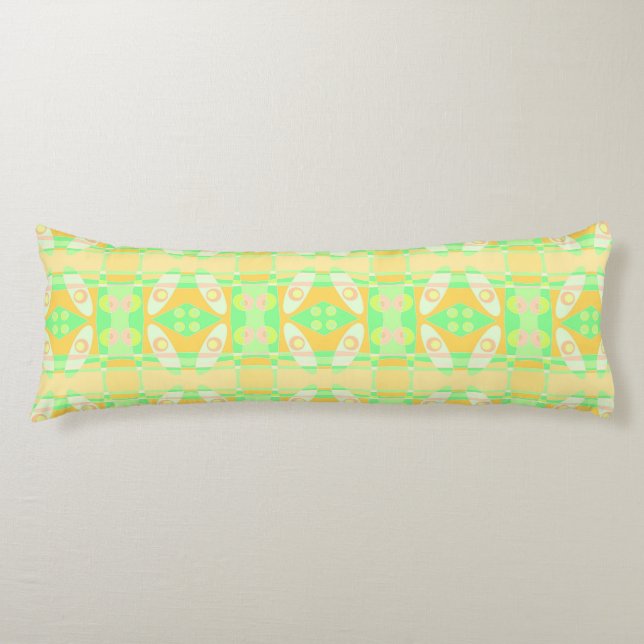 Bohemian Chintz 101 Pastel Green Orange Body Cushion (Front)