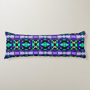 Bohemian Chintz 17 Aqua Purple Blue Black Body Cushion