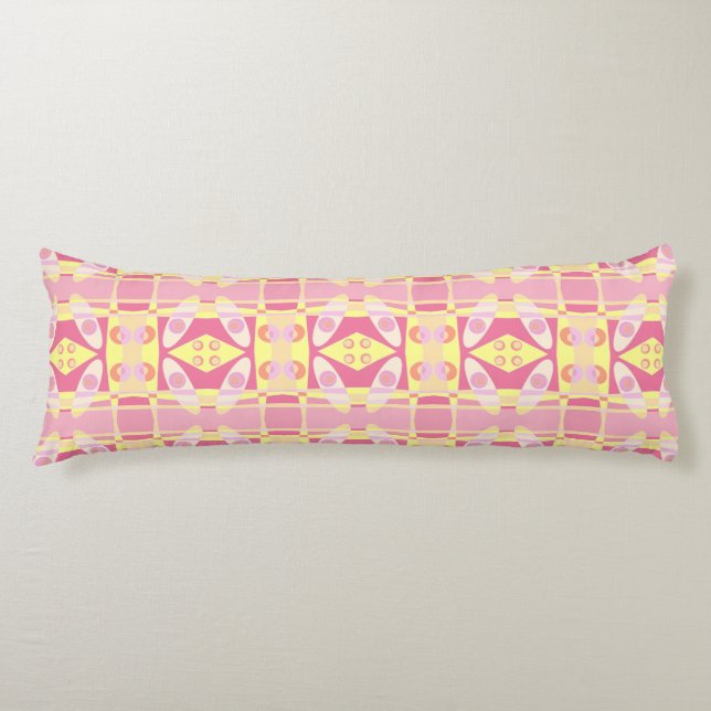 Bohemian Chintz 24 Bubblegum Pink Yellow Orange Body Cushion (Front)