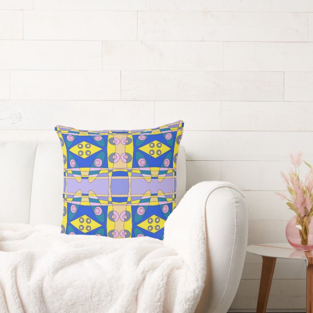 Bohemian Chintz 75 Yellow Pink Blue Cushion (Couch)