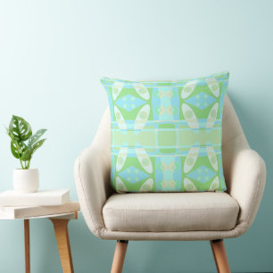 Bohemian Chintz 77 Pastel Blue Green Cushion