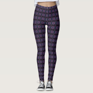 Bohemian Chintz 79 Dark Magenta Teal Leggings