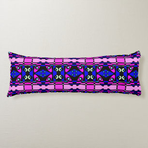 Bohemian Chintz 82 Pink Blue Black Body Cushion