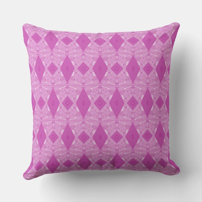 Bohemian Chintz Illustration Micro Pink Cushion (Back)