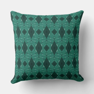 Bohemian Chintz Illustration Micro Teal Green Cushion