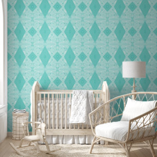 Bohemian Chintz Illustration Pastel Blue Wallpaper
