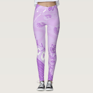 Bohemian Chintz Illustration Pastel Lilac Leggings
