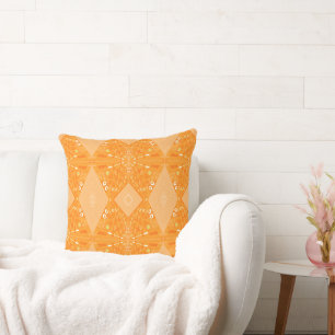 Bohemian Chintz Illustration Pastel Orange Cushion