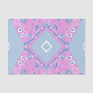 Bohemian Chintz Illustration Pink Blue White Tissue Paper