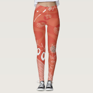 Bohemian Chintz Illustration Terracotta Leggings