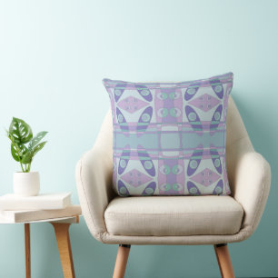 Bohemian Chintz New Lilac Purple Duck Egg Blue Cushion