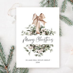 Bohemian Christmas Wreath Corporate Greeting Holiday Card