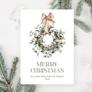 Bohemian Christmas Wreath Corporate Greeting Holiday Card