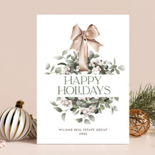 Bohemian Christmas Wreath Corporate Greeting Holiday Card
