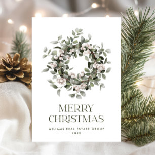 Bohemian Christmas Wreath Corporate Greeting Holiday Card