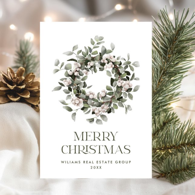 Bohemian Christmas Wreath Corporate Greeting Holiday Card (Creator Uploaded)
