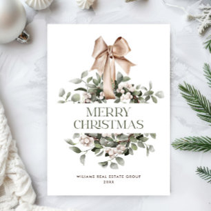 Bohemian Christmas Wreath Corporate Greeting Holiday Card