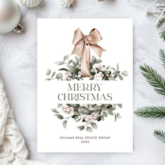 Bohemian Christmas Wreath Corporate Greeting Holiday Card (Creator Uploaded)