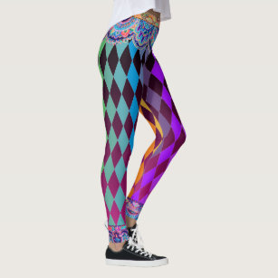 Mardi Gras Leggings, Mardi Gras Argyle Jester Leggings