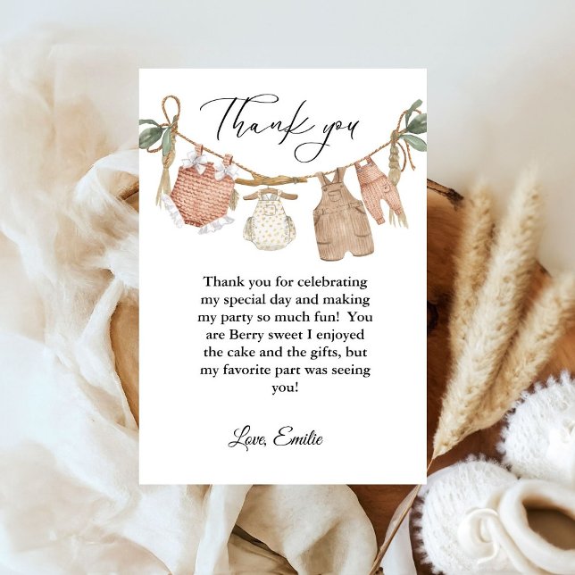 Bohemian Clothes Baby Shower Thank You Card (Creator Uploaded)