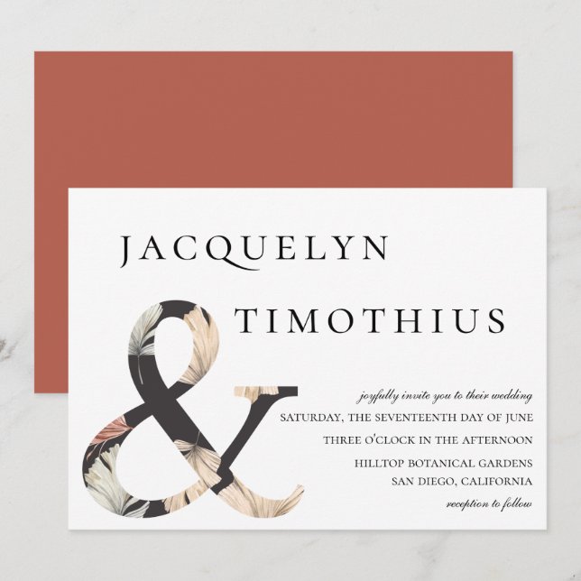 Bohemian Coastal Chic Ampersand Wedding Invitation (Front/Back)