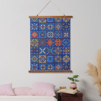 Bohemian Cobalt Blue Folk Art Geometric Motifs