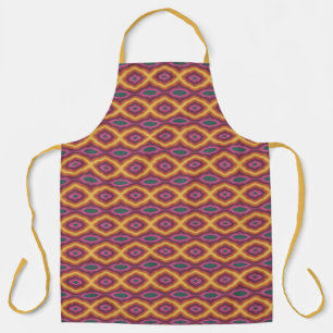 Bohemian Colour Palette Wavy Lattice Pattern Art  Apron