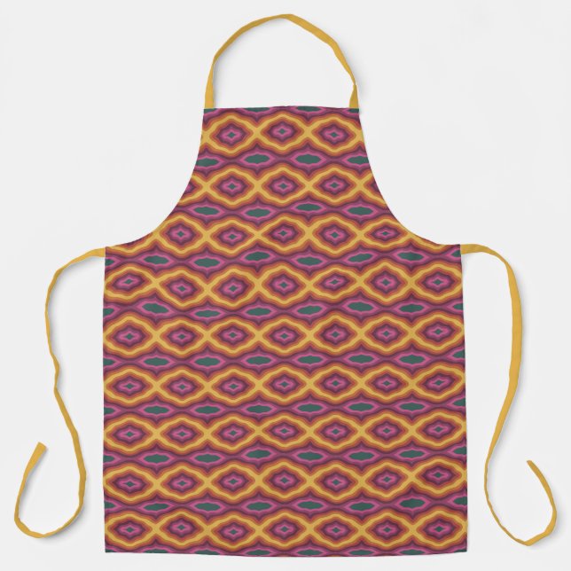 Bohemian Colour Palette Wavy Lattice Pattern Art  Apron (Front)