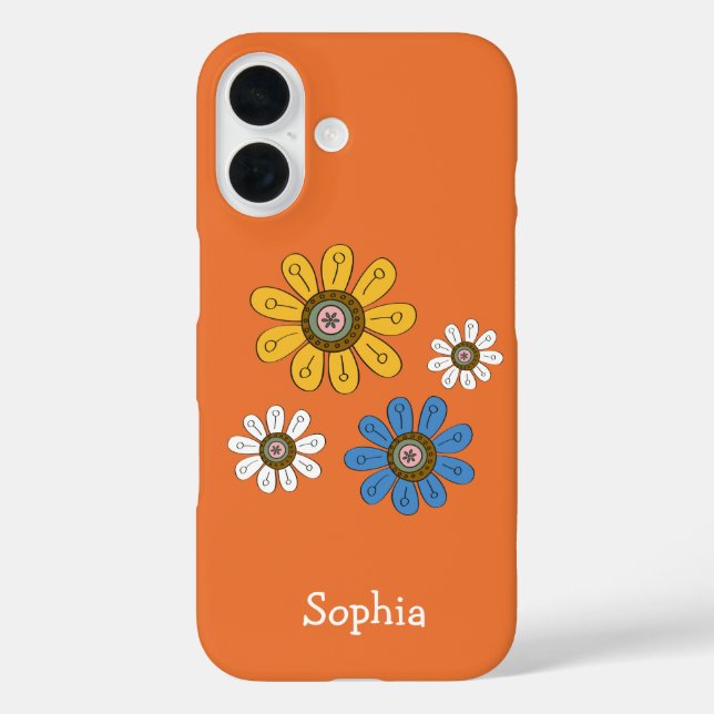 Bohemian Colourful Flowers Custom Name Case-Mate iPhone Case (Back)