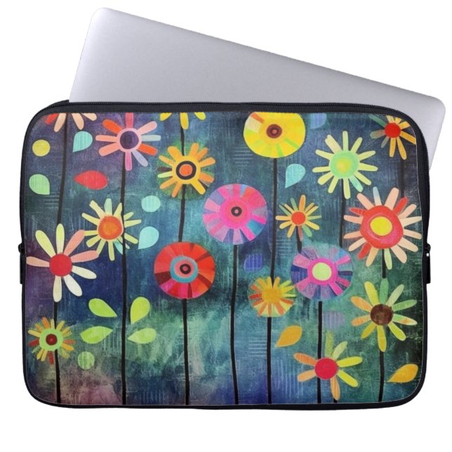 Bohemian Colourful Flowers  Laptop Sleeve (Front)